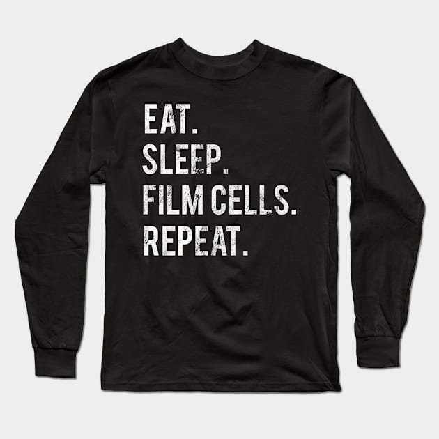Eat Sleep Film Cells Repeat Long Sleeve T-Shirt by familycuteycom